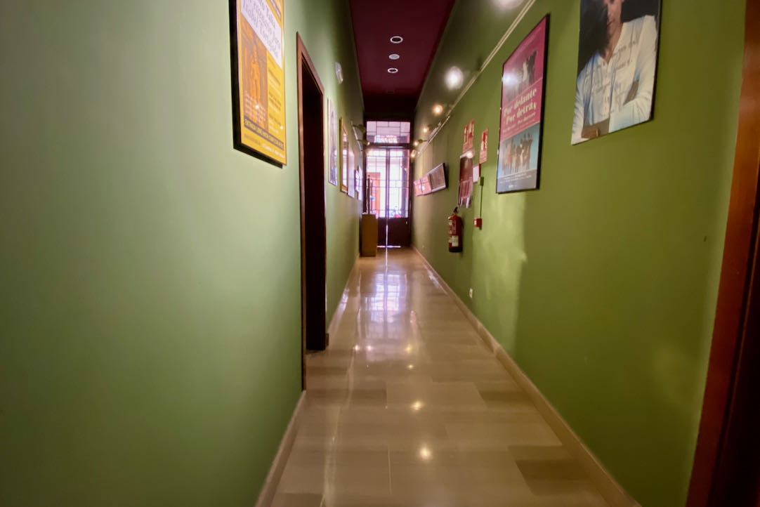 Pasillo auxiliar para acceder a los aseos