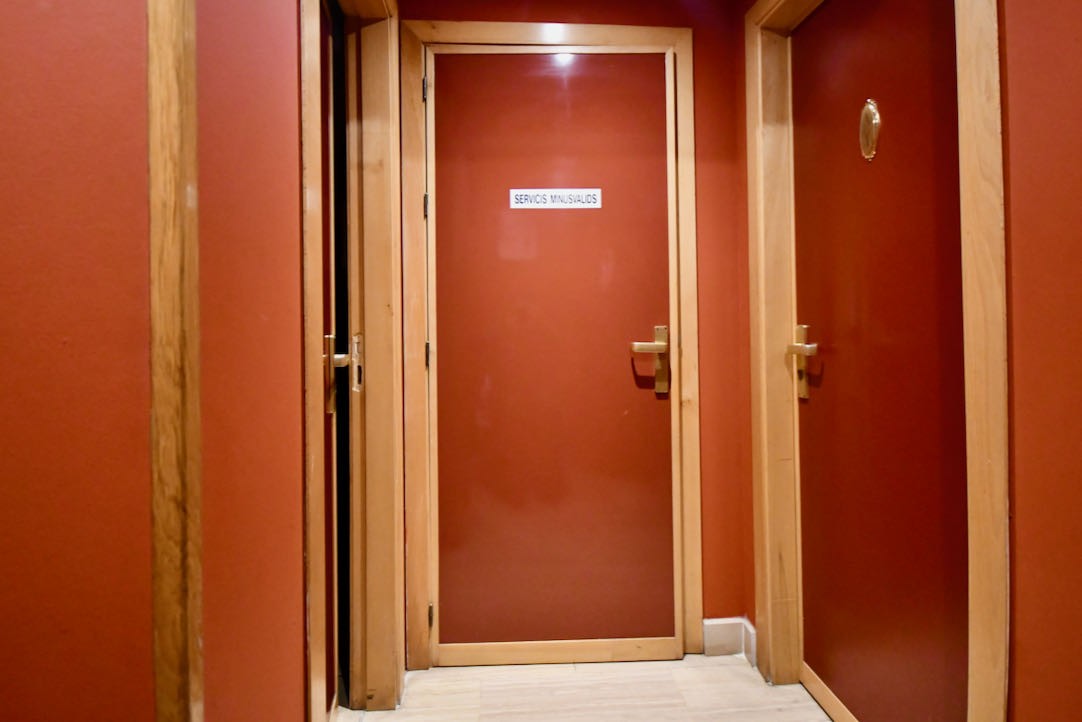 Puerta de acceso al aseo PMR