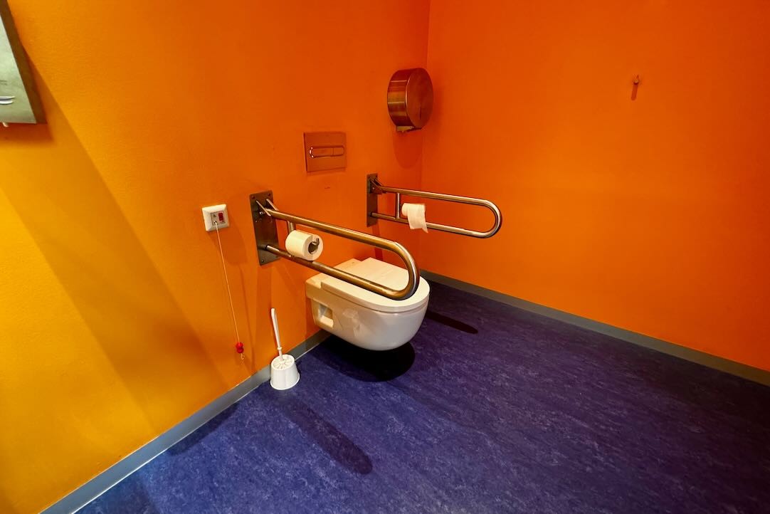Aseo accesible para hombres. Inodoro