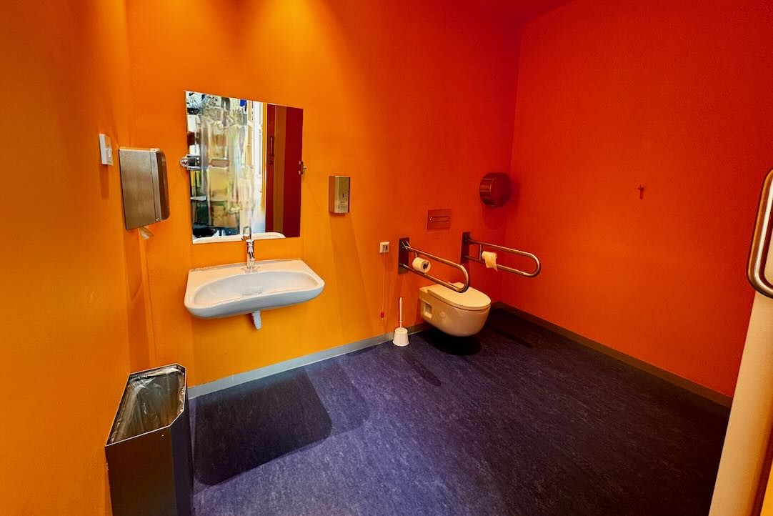 Aseo accesible para hombres. Vista interior