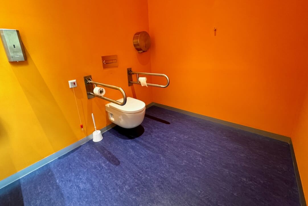 Aseo accesible para hombres. Inodoro