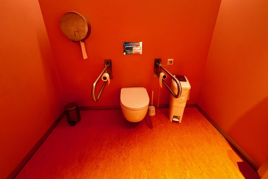 Aseo accesible para hombres. Inodoro