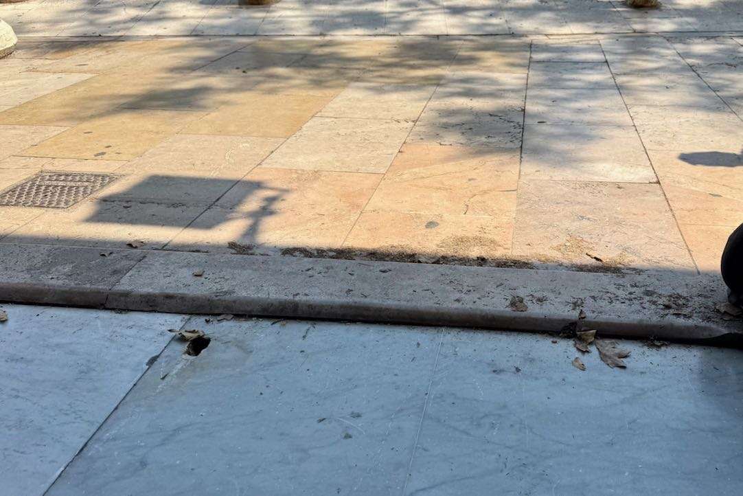 Detalle del escalón de la puerta de acceso